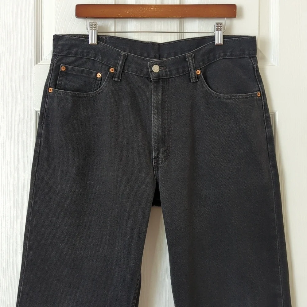 Levi's 550 Classic Rigid Relaxed Fit Straight Leg Raw Hem Jeans Black 36 x 30